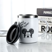 [不锈钢]经典米奇白 送勺子+杯刷 迪士尼不锈钢水杯时尚创意办公马克杯小学生防摔杯子家用咖啡杯女
