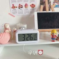白色闹钟(送电池) 闹钟强力叫醒ins风简约静音电子钟卧室床头学生数字智能小时钟表