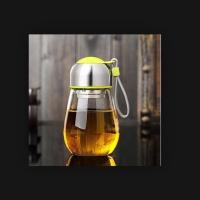 400ML绿+杯套 喝水成人水杯泡茶杯女带滤网玻璃便携透明带盖耐高温水滴盖子可爱