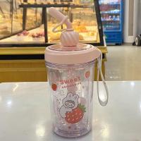 旋风搅拌杯小号330ml-粉色 单杯[无赠品] 水杯女塑料杯创意亮片双层吸管杯奶昔水果奶茶搅拌杯学生潮流杯子