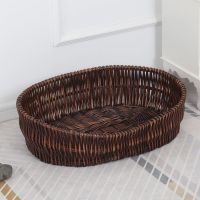 咖啡色裸窝 长40宽30.平口(3斤内 幼崽窝) 狗窝藤编夏季泰迪狗窝中小型犬可拆洗凉席宠物窝柳编猫窝四季通用