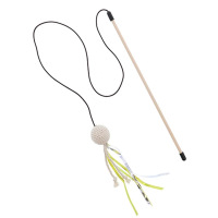 亮闪闪 猫头妮 日本Petio派地奥天然棉绳洁齿钓鱼竿逗猫棒猫咪玩具猫用品