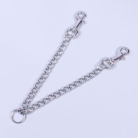 银白 中号 线径3.0mm 总长50cm 宠物用品狗狗一牵二金属双头牵引绳大中小型犬金毛一拖二防咬狗链