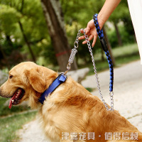 黑色 单绳子 S（约10-28斤）1.45米 狗狗牵引链条金属铁链防咬弹簧防爆冲金毛拉布拉多牵引绳中大型犬