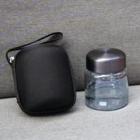 3165K蓝色150毫升配拉链包送杯刷 韩版女士迷你小水杯花茶杯随身便携随手杯小巧玻璃杯简约个性杯子