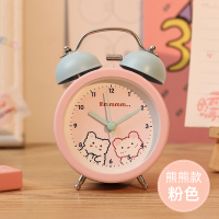 熊熊款粉色 闹钟起床神器学生专用儿童女孩卧室静音床头ins宿舍小闹钟表桌面