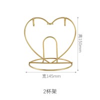 可放置2杯碟款桃心杯架 水杯收纳架 桌面家用客厅陶瓷杯子收纳置物架放玻璃水杯架子