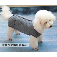 布鲁灰夹棉包肚马甲 8号(胸围30,背长约24) 潮查利家泰迪比熊秋冬包肚马甲宠物狗狗衣服小型犬双面棉背心猫咪