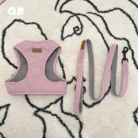 粉色 S(适合胸围32-40)() QB雪纳瑞泰迪比熊法斗遛狗绳小型犬狗狗背心式胸背带牵引绳套装