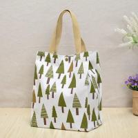 棉麻料-圣诞树 大号A4棉麻防水补习袋便当包日韩帆布手提收纳袋饭盒袋单肩手拎袋