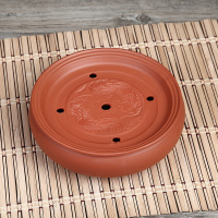 6英寸红色 储水式紫砂功夫大茶盘陶瓷茶具中式家用干泡台圆形茶海茶台茶托盘