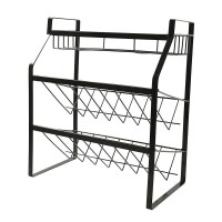 黑色 家用多层调料架厨房调味品置物架台面调味料架子收纳架