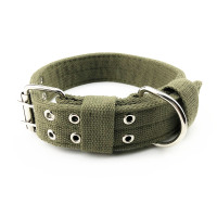 军绿色 单独项圈(不含绳) 小号 脖围35-50cm 适合35-65斤 棉布狗狗项圈牵引绳套装中型大型犬脖套马犬金毛哈士