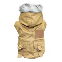 Khaki L Pet Dogs Winter Warm Down Jacket For Dog Hooded Clot