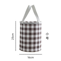 咖啡格小号(布料款) 日式圆形饭盒手提包皮革便当保温袋铝箔加厚学生上班族防水带饭包