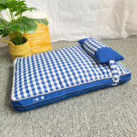 (更舒适)(亚麻款)蓝 S-小型(44*64cm)(建议10斤内) 狗垫子睡觉用可拆洗狗狗睡垫耐咬四季通用宠物床垫狗笼垫