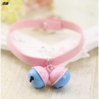 麂皮绒项圈粉绳+粉铃铛 M-中型 小兔子小猫咪小狗狗项圈项链泰迪铃铛宠物用品挂饰装饰品