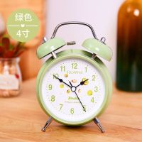 绿色 3寸简约版 闹钟静音床头简约创意学生卡通闹铃时钟多功能金属儿童夜光小闹表
