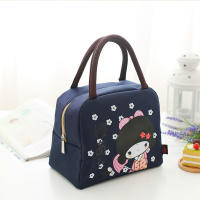 藏青樱花26保温包 韩版时尚女手提包便当包饭盒包保温加厚午饭包装饭盒袋子女提包