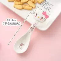 粉猫脸KT |~ 勺子可爱少女心陶瓷家用创意卡通调羹儿童吃饭喝汤勺小瓷勺甜品勺