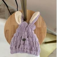 紫色 只要干发帽(30*25cm) 青莹 韩风可爱珊瑚绒干发帽兔子耳朵褶皱弹力绒毛吸水速干帽子女