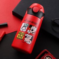 格仔米奇红 迪士尼儿童保温杯304不锈钢水杯防摔吸管杯男女孩学生幼儿园水壶