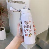 杯子 卡通吸管杯-颜色随机350ml 吸管保温杯女学生韩版可爱简约儿童孕妇卡通少女ins男便携随手杯