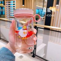 [透明款]星星鸭450ml 单杯 水杯子女学生韩版可爱杯子玻璃透明高颜值水杯玻璃茶杯茶水分离
