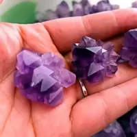 双个 天然紫水晶原石单尖小钻头骨干晶紫晶簇晶牙矿石标本原石摆件两