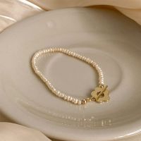 天然异形珍珠小雏菊手链 天然异形珍珠ins韩版简约锁骨链雏菊花朵项链女学生短款闺蜜颈链