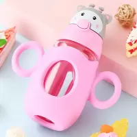 粉咔小比咔(玻璃300ml) 迪士尼儿童水杯带吸管水壶防漏背带夏季男女宝宝小学生喝水杯子