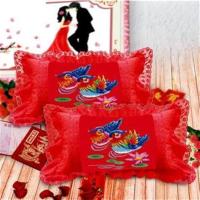 MS鸳鸯1对红只有枕套 十字绣动漫丝带绣抱枕婚庆情侣枕头鸳鸯一对结婚款套件