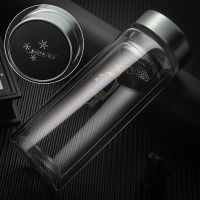 300ml[精品盖]双层+茶隔 杯子 双层玻璃杯高档泡茶杯耐高温水杯双层加厚透明水杯子男女办公杯子