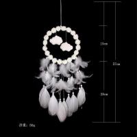 花之云白色 [无灯]不含[礼盒+ 礼袋] 印第安捕梦网女少女心羽毛挂饰风铃宿舍房间装饰品挂件生日礼物