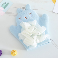 蓝色 搓澡巾不伤皮肤搓背神器女士不疼搓澡搓泥搓灰手套男式洗澡沐浴球