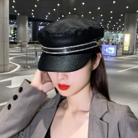 黑色 均码 帽子女韩版潮百搭贝雷帽英伦复古春秋鸭舌帽钻遮阳帽八角帽海军帽