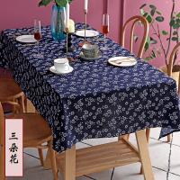 三朵花 40*40CM 民族风桌布书桌棉麻台布料简约宿舍盖布乌镇蓝印花布艺茶几餐桌垫
