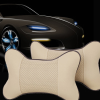 黑色(单个装) 汽车头枕一对装 四季透气皮革护颈椎枕靠枕垫 车载车用座椅骨头枕