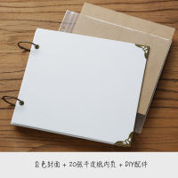铁环款:白封面+牛皮纸内页 20张PP袋+20张内页纸 回忆录DIY粘贴式相册本插页式拍立得情侣手工家庭覆膜纪念册礼物