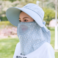 浅蓝(呼吸孔) 均码[收藏关注店铺送防风绳] 遮阳帽女防晒夏季全方位百搭大沿凉帽子遮脸户外紫外线采茶太阳帽