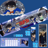 灰柯南尺+课程表+纸书签+磁书签 名侦探柯南尺子卡通可爱小学生专用儿童直尺带波浪线流沙闪粉减压