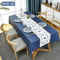 森林鹿(蓝) 90*90cm(盖布)-花边设计 桌布防水防油免洗防烫简约现代轻奢风茶几台布垫pvc长方形餐桌垫