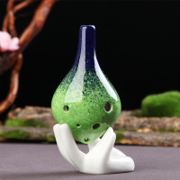 6孔中音C调蓝绿 陶笛6孔 初学小乐器送教材女生入门成人学生自学淘笛儿童六孔陶笛