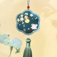 守望平安深绿[送香料+盒+绣绷] 刺绣手工diy材料包平安符送男友车挂饰自绣香包香囊双面绣平安福