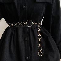 金色 六边形腰链女 装饰连衣裙jk裙衬衫金属细链条收腰百搭ins风腰带夏