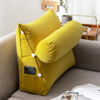 流光黄 45X45X20cm中号/雪尼尔(办公用) 2020北欧雪尼尔三角立体调节靠垫床头腰靠飘窗靠垫子含芯抱枕垫