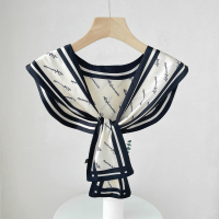 米白底 字母(圆角U型披肩) 春秋季装饰丝巾搭肩空调房外搭小披肩打结围巾女假领子配裙子夏