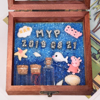 佩奇猪--复古色 材料包赠灯串支架 胎毛纪念品女孩胎毛保存瓶胎毛母乳纪念品diy胎发脐带收藏盒