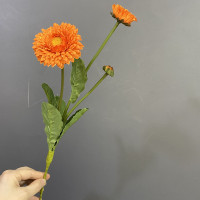 桔色 禹涵 3头金盏花仿真花假花蜡菊家居装饰花麦秆菊餐桌花七彩菊花束