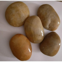 黄色鹅卵石4-5厘米3颗-T63 超特大号黑白黄色鹅卵石雨花石石头鱼缸石花盆装饰石头铺地石